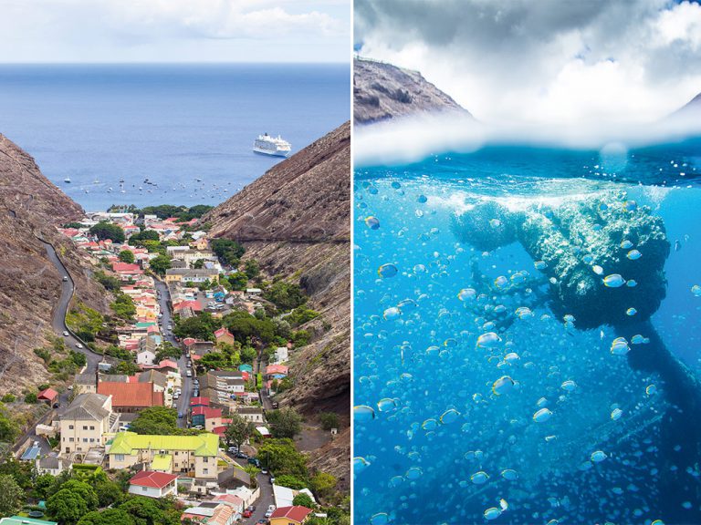 LEFT With a population of 850, Jamestown is wedged in James Valley with no room to grow | RIGHT In James Bay, the Papanui (wrecked after it caught fire in 1911) is an easy snorkel from the shore.